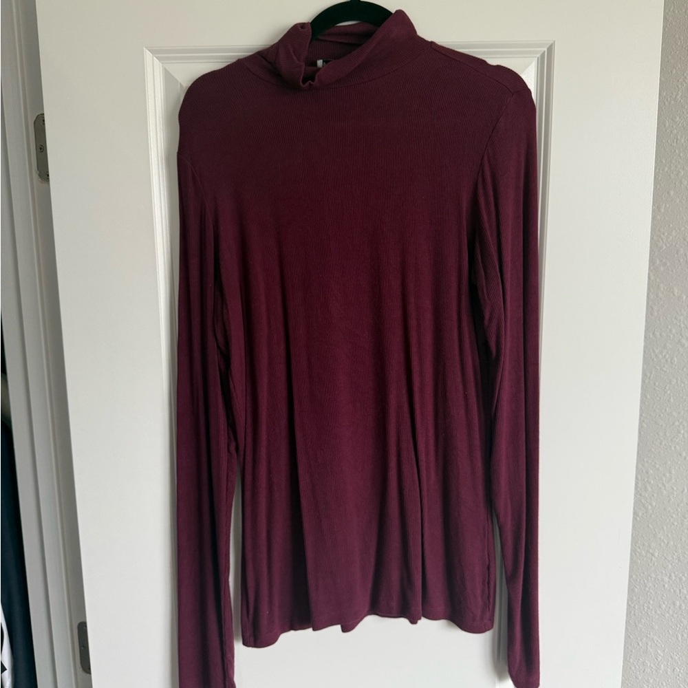 American Tall Ribbed Burgundy Turtleneck